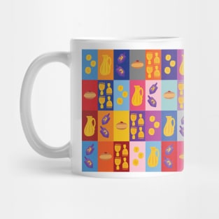 Chanukah Smorgasbord - Warm Pop Art Grid Mug